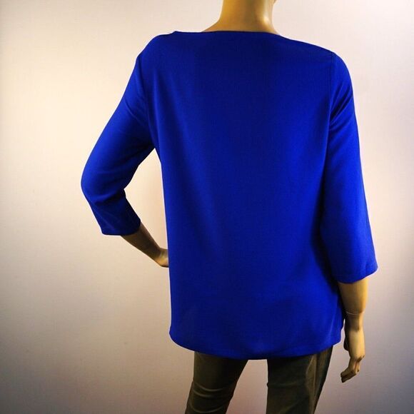 GIBSON Blue Tie Front Crepe Top Sz M Blouse Career Office - Picture 8 of 12